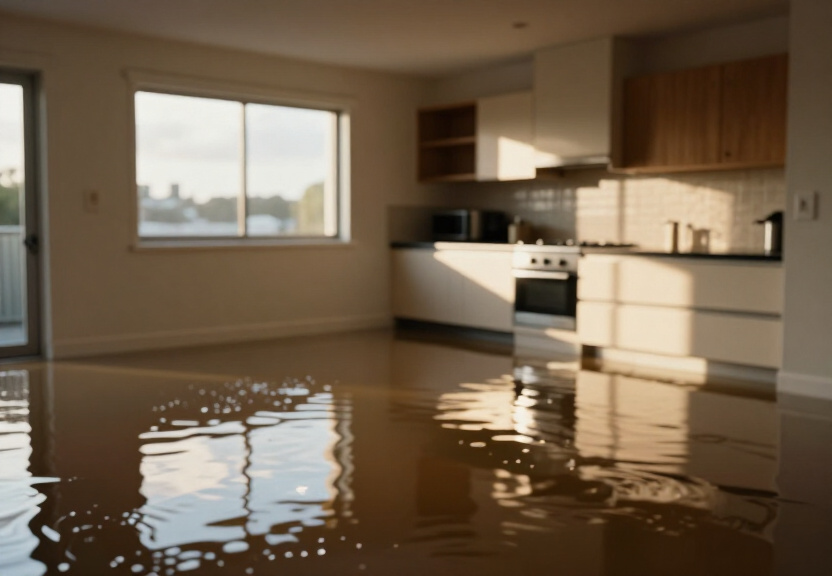 Water-damaged commercial kitchen in Little Bay before restoration